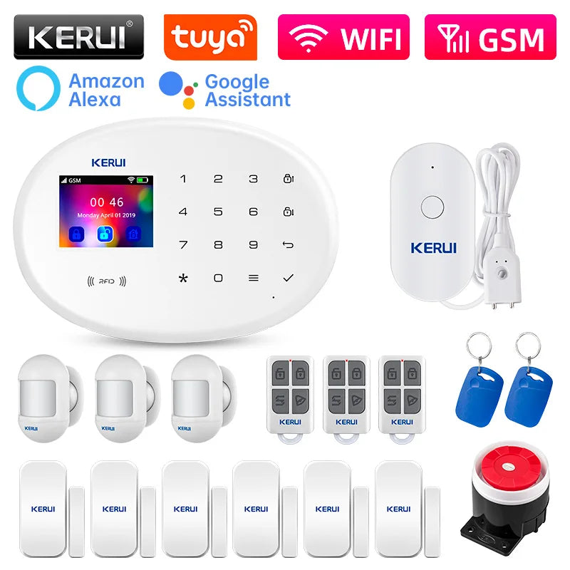 KERUI W202 Tuya Smart WIFI Alarm System Wireless Home Burglar Security Alarm System Control Siren Motion Detector Smoke Sensor - Home Smart Direct