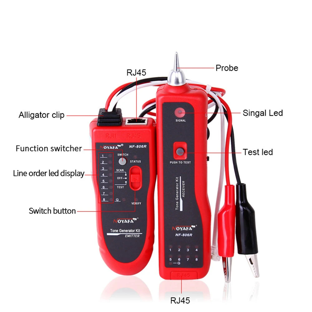 NOYAFA NF-806R Network Cable Tester Ethernet RJ45 RJ11 Line Finder LED
