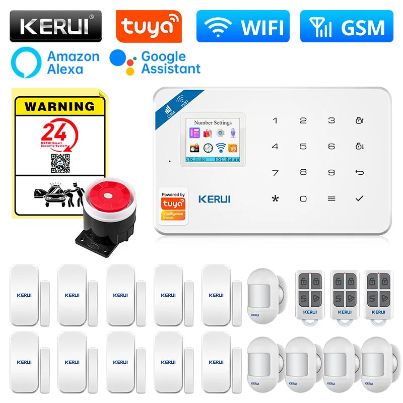 Ship For ES/MX/RU KERUI Alarm System W181 WIFI GSM Alarm Home Kit Tuya Smart APP Motion Sensor Detector Door Sensor Sounder - Home Smart Direct