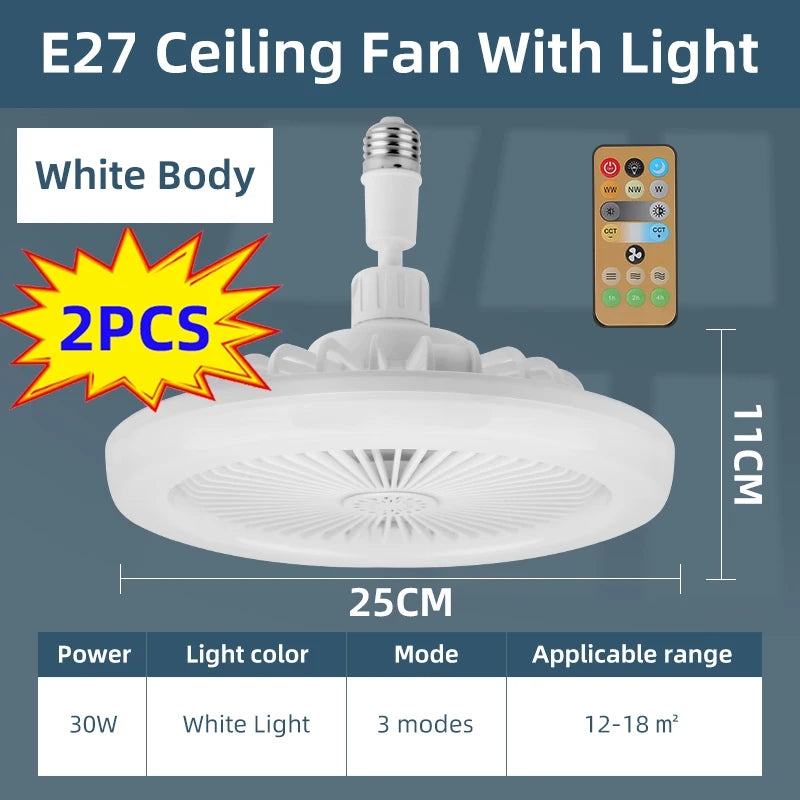 Ceiling Fan with LED Light and Remote Dimmable Three Colors - Home Smart Direct