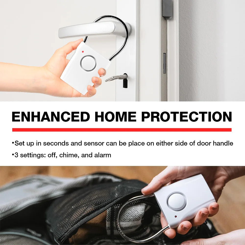 120dB Door Handle Alarm Door Security Alarm with Adjustable Settings Alarm Equipment for Door Window for Travel Hotel Security - Home Smart Direct