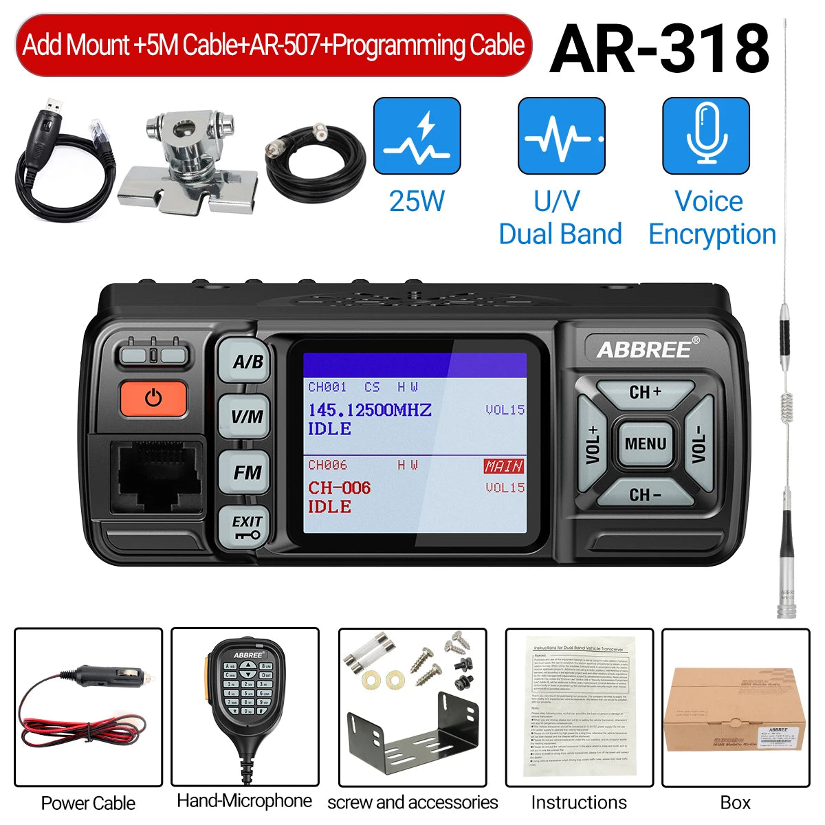 Mini Mobile Radio with Long Range Dual Band and Voice Encryption
