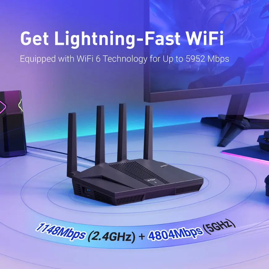 WiFi 6 Home Router 8-Stream OpenWrt 2.5G Ethernet Ports with Parental Control