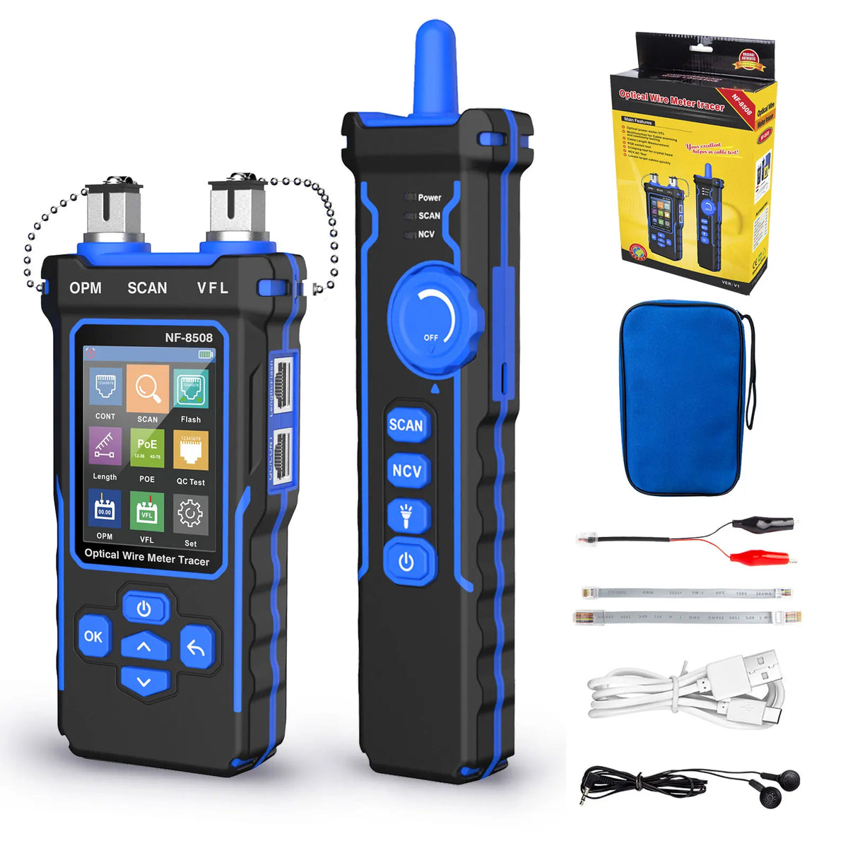 NOYAFA NF-8508 Network Cable Tester LCD Rechargeable Wire Tracker PoE Checker
