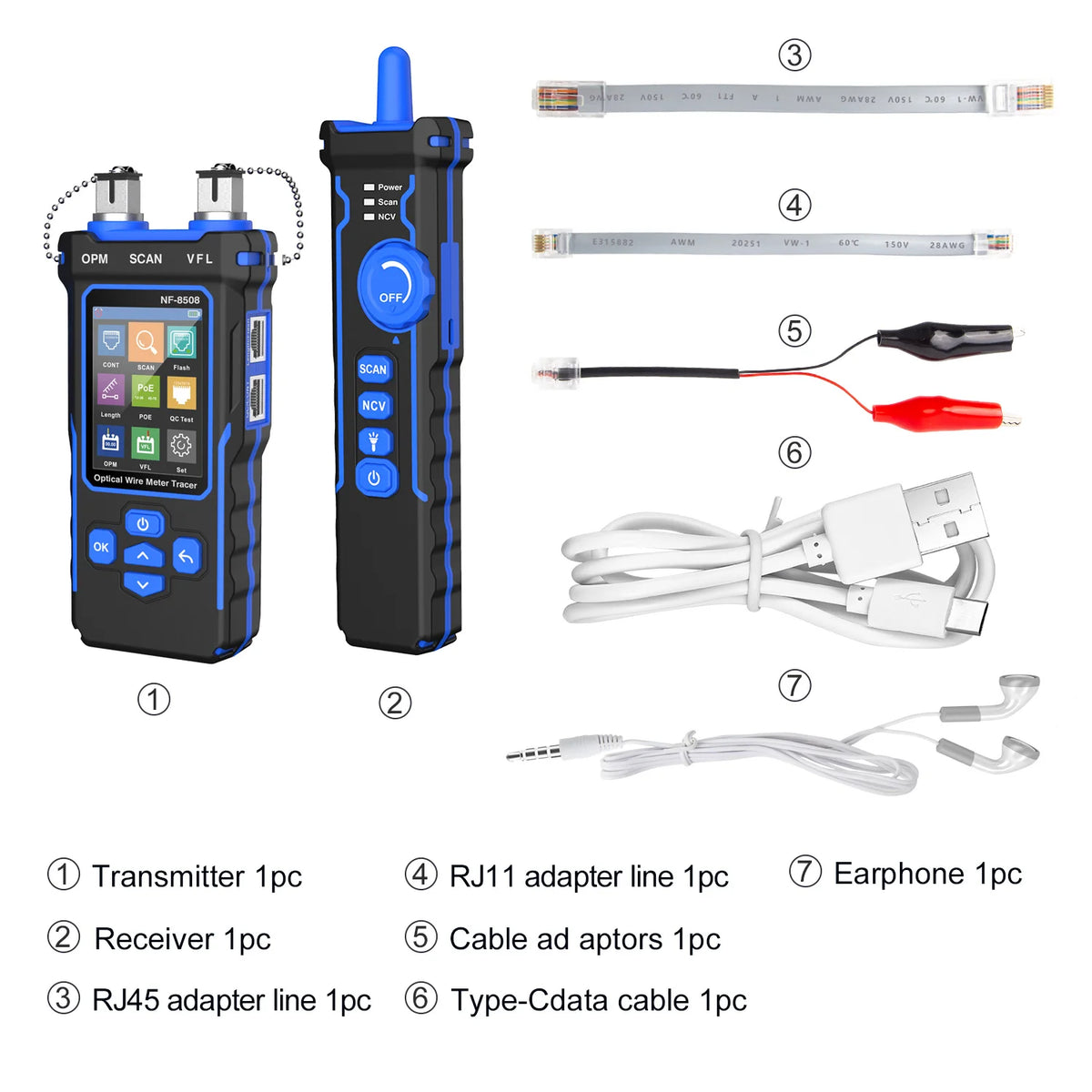 NOYAFA NF-8508 Network Cable Tester LCD Rechargeable Wire Tracker PoE Checker