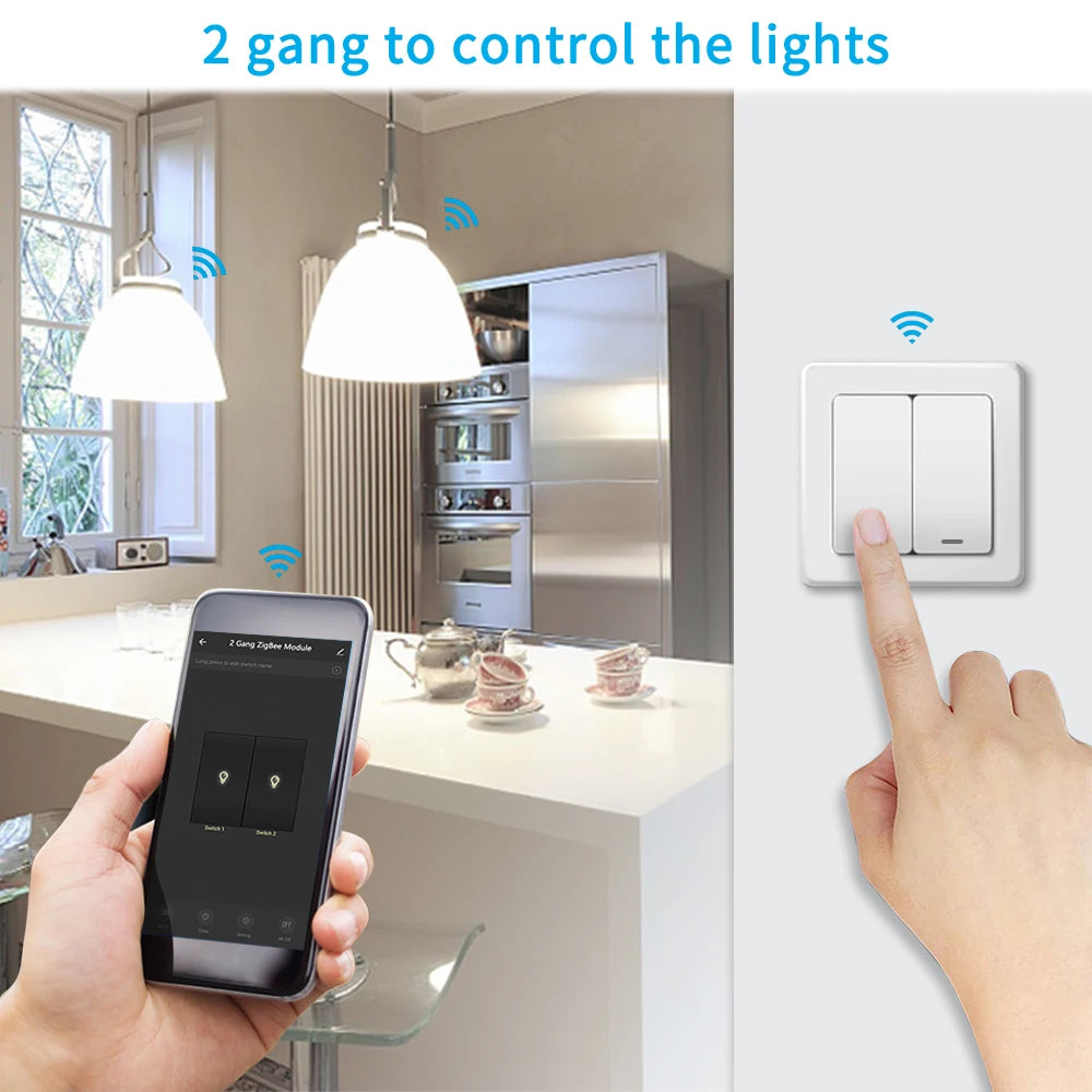 Tuya Smart Life ZigBee Switch 2 Gang Relay Module Lighting Google Home Assistant Alexa Echo App Remote Control Timer Zigbee2MQTT - Home Smart Direct