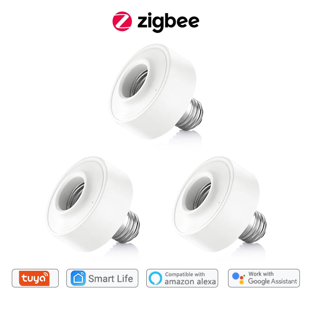 LoraTap Tuya Smart ZigBee 3.0 Led Bulb Socket Lamp Adapter Holder E27 Works with Google Home Alexa Echo Remote Control MQTT - Home Smart Direct