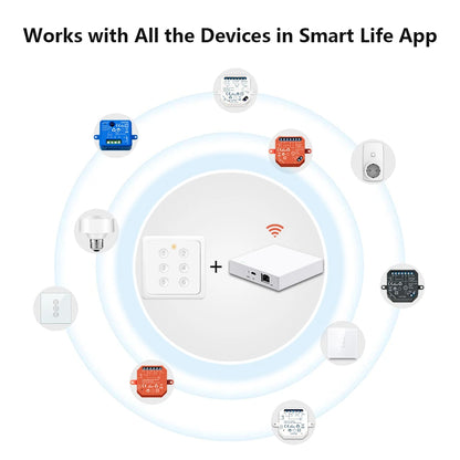 LoraTap ZigBee 3.0 Tuya Smart Life EU Standard 6 Button Gang Scene Magnetic Remote Control Switch Gateway Required ZigBee2MQTT - Home Smart Direct