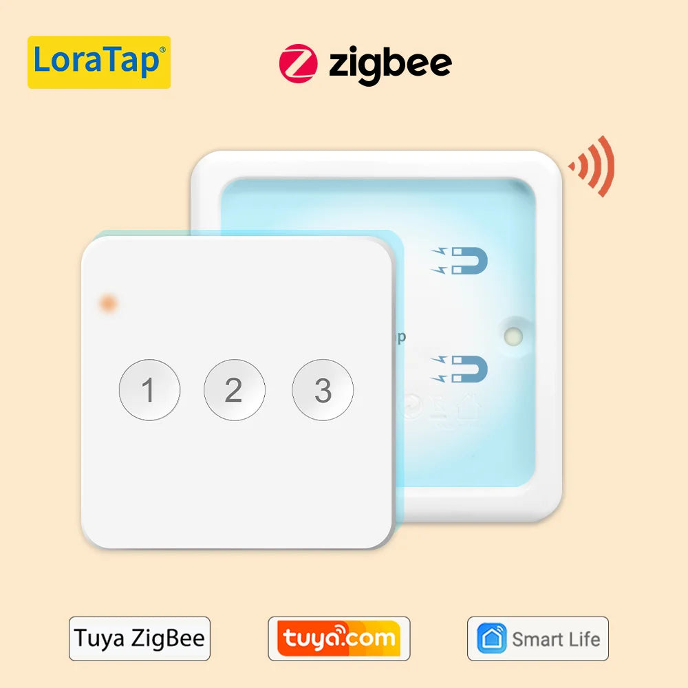 LoraTap 4 Gang Tuya ZigBee Wireless Scene Switch Push Button Controller by Battery 2MQTT Setup Automation Scenario for Home DIY - Home Smart Direct