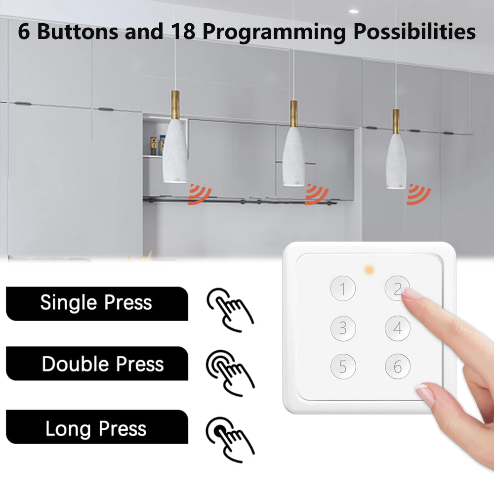 LoraTap ZigBee 3.0 Tuya Smart Life EU Standard 6 Button Gang Scene Magnetic Remote Control Switch Gateway Required ZigBee2MQTT - Home Smart Direct