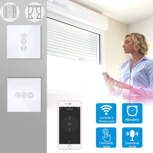 Smart Curtain Roller Shutter Touch Switch with Voice Control