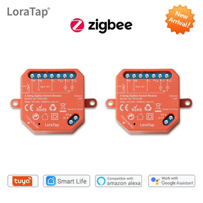 Tuya Smart Life ZigBee Switch 2 Gang Relay Module Lighting Google Home Assistant Alexa Echo App Remote Control Timer Zigbee2MQTT - Home Smart Direct