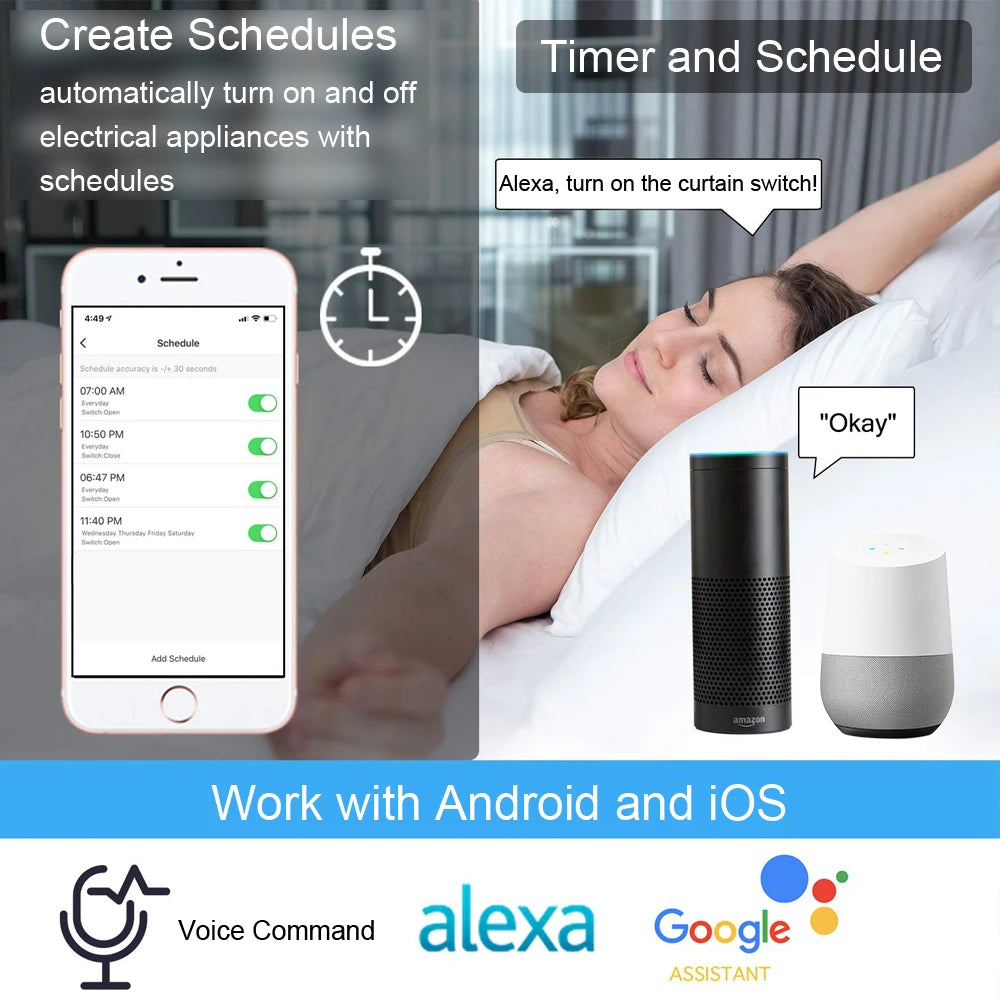 WiFi Roller Shutter Curtain Switch in Silver Finish - Home Smart Direct
