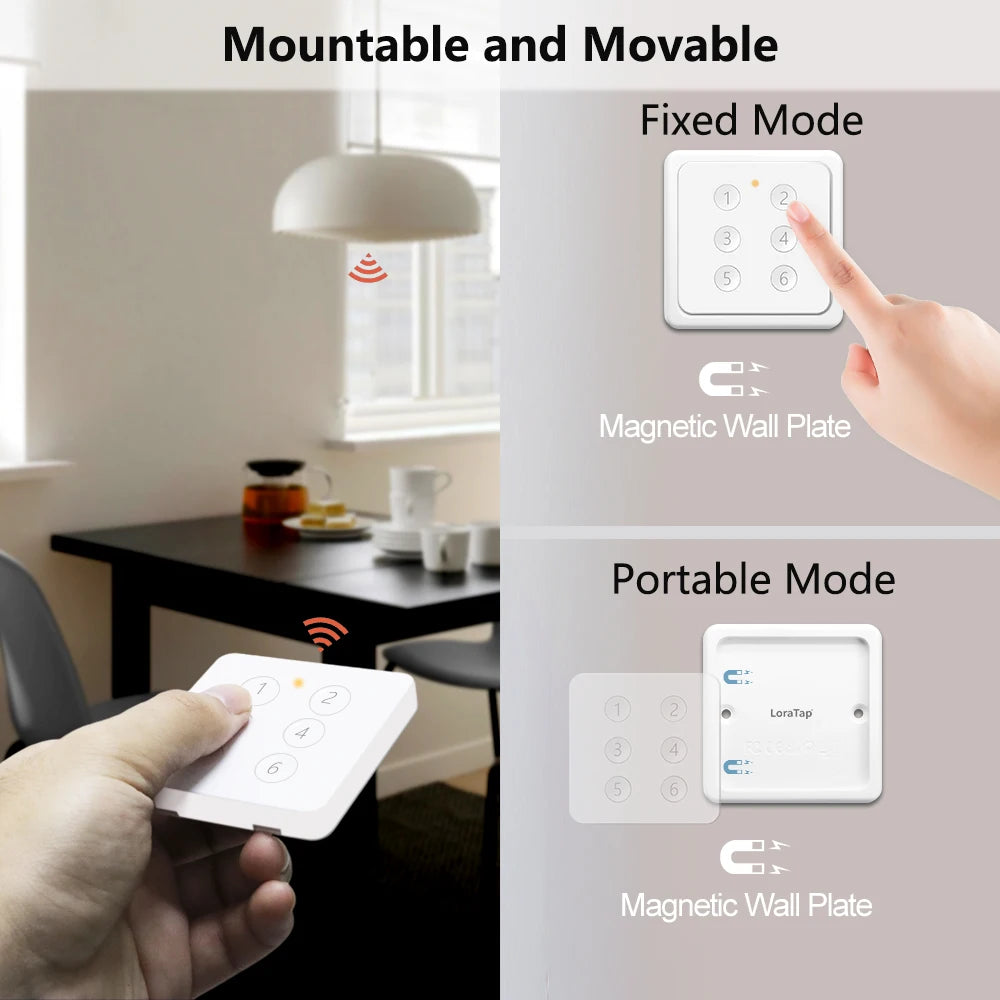 LoraTap ZigBee 3.0 Tuya Smart Life EU Standard 6 Button Gang Scene Magnetic Remote Control Switch Gateway Required ZigBee2MQTT - Home Smart Direct