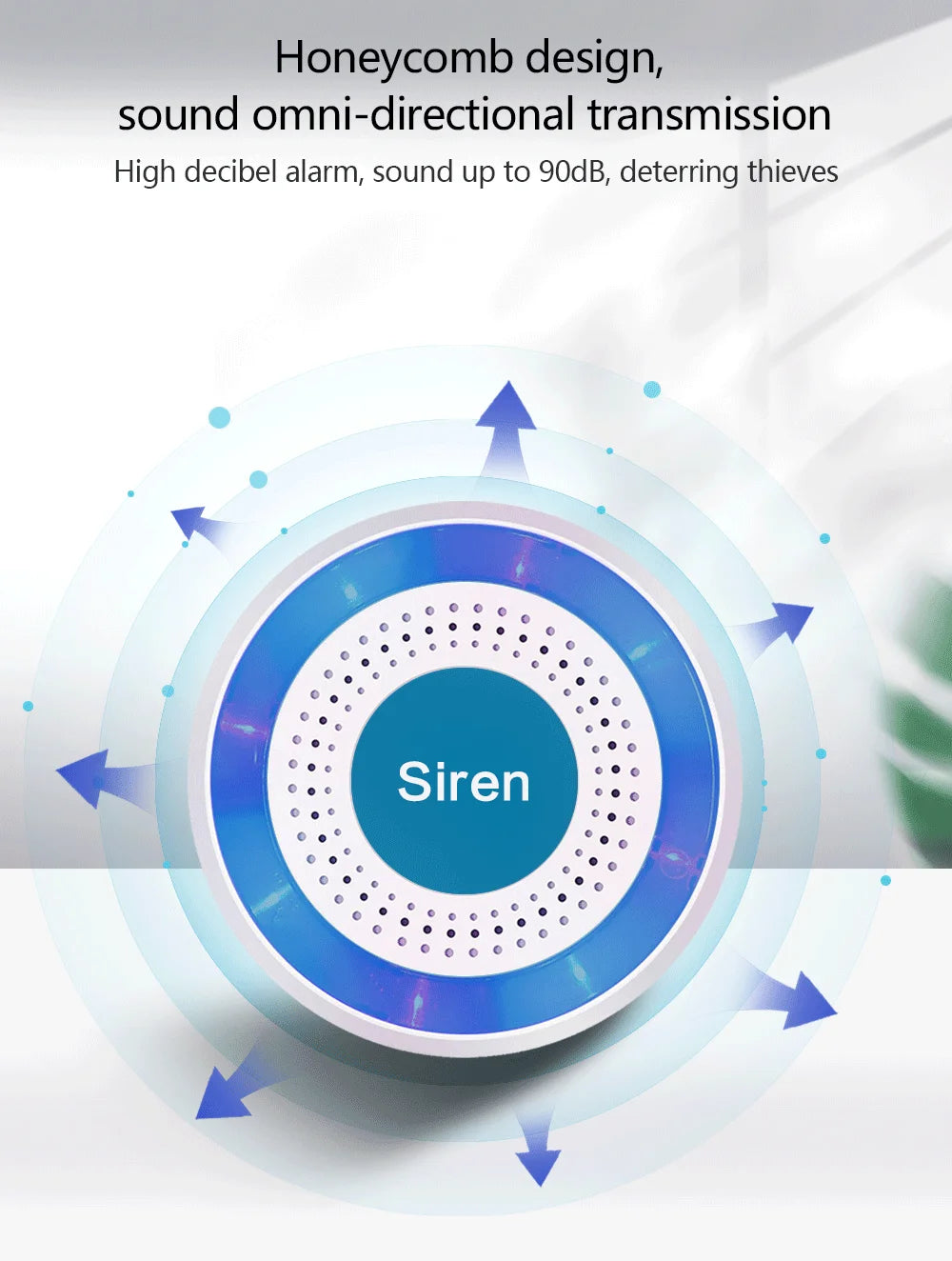 433mhz Wireless Sound and Light Siren 100dB Standalone Strobe Siren Home Security Sound Alarm System - Home Smart Direct