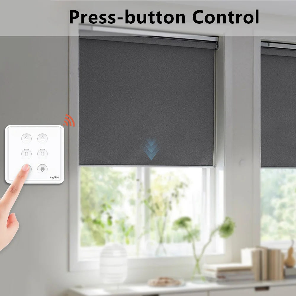 Tuya ZigBee EU US Dual Curtain Pushbutton Touch Panel Switch Tubular Motors Smart Life App Remote Control Google Assistant Alexa - Home Smart Direct