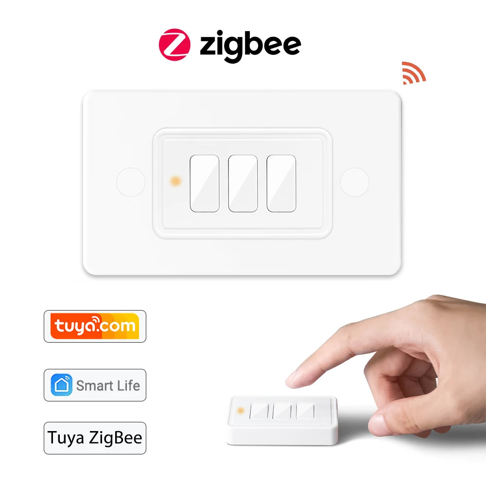 Tuya ZigBee 3.0 Wireless US 3 Gang Remote Control Switch Compatible with Smart Life Home Assistant Zigbee2MQTT DIY - Home Smart Direct
