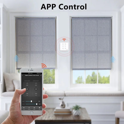 Tuya ZigBee EU US Dual Curtain Pushbutton Touch Panel Switch Tubular Motors Smart Life App Remote Control Google Assistant Alexa - Home Smart Direct