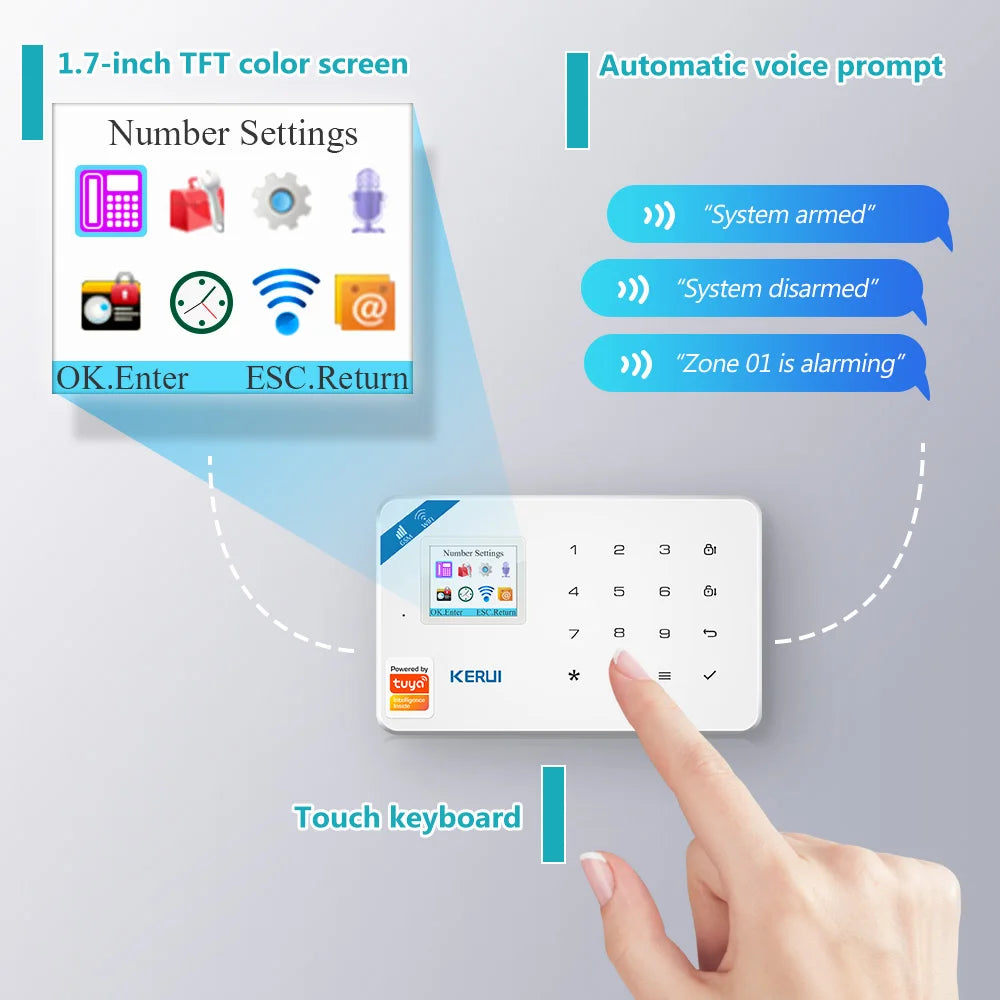 Ship For ES/MX/RU KERUI Alarm System W181 WIFI GSM Alarm Home Kit Tuya Smart APP Motion Sensor Detector Door Sensor Sounder - Home Smart Direct