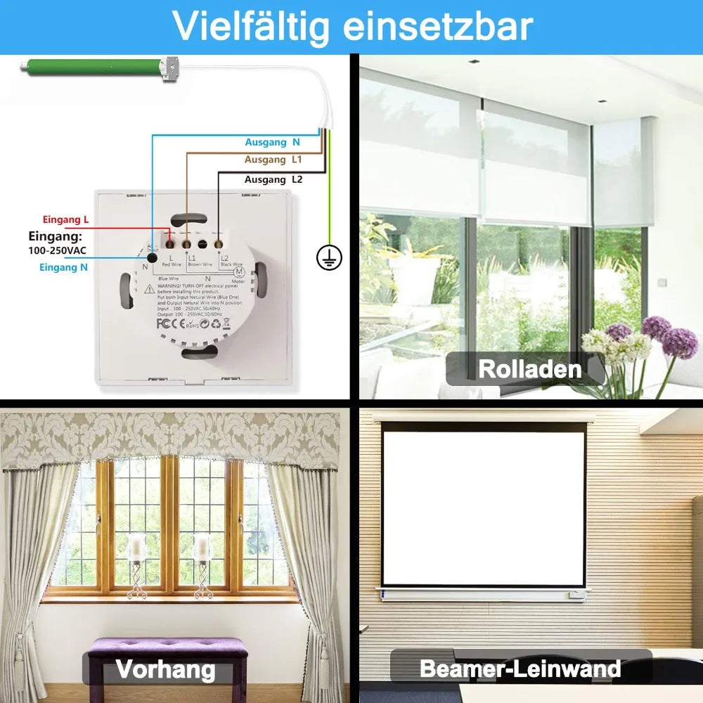 Smart Curtain Roller Shutter Touch Switch with Voice Control