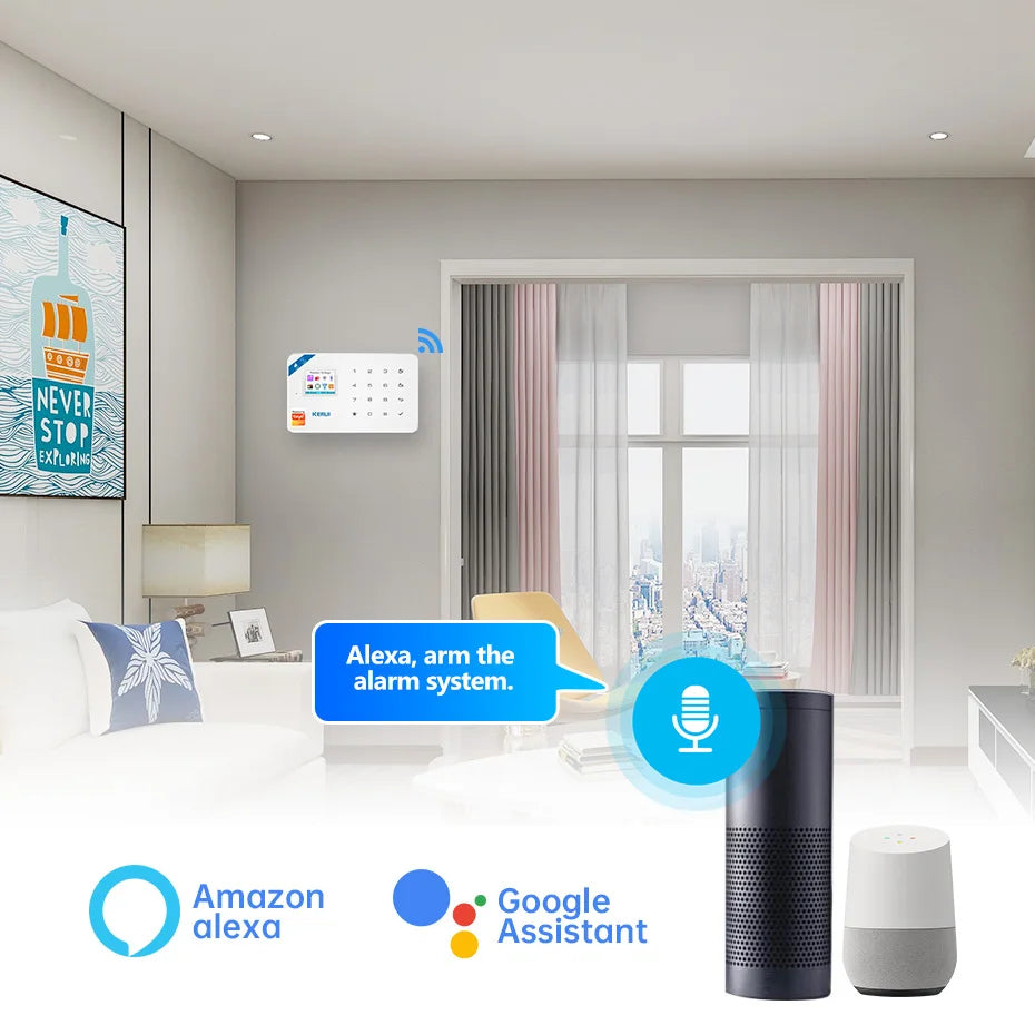 Ship For ES/MX/RU KERUI Alarm System W181 WIFI GSM Alarm Home Kit Tuya Smart APP Motion Sensor Detector Door Sensor Sounder - Home Smart Direct