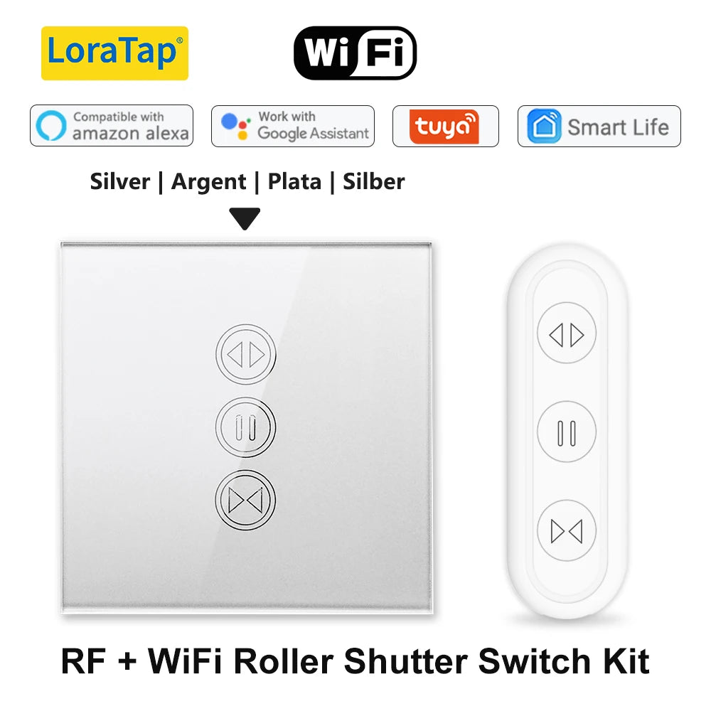 WiFi Roller Shutter Curtain Switch in Silver Finish - Home Smart Direct