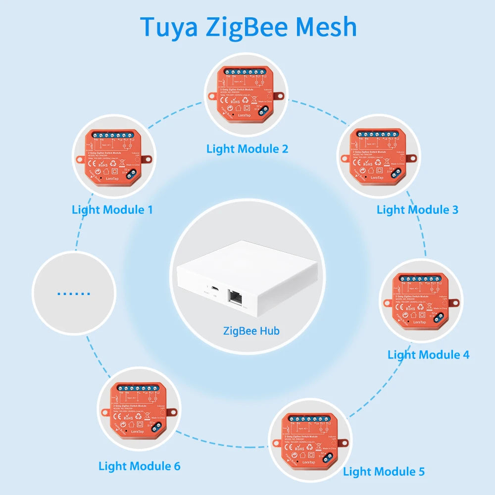 Tuya Smart Life ZigBee Switch 2 Gang Relay Module Lighting Google Home Assistant Alexa Echo App Remote Control Timer Zigbee2MQTT - Home Smart Direct