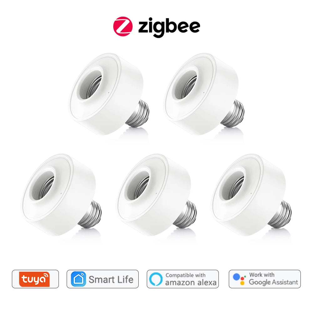 LoraTap Tuya Smart ZigBee 3.0 Led Bulb Socket Lamp Adapter Holder E27 Works with Google Home Alexa Echo Remote Control MQTT - Home Smart Direct