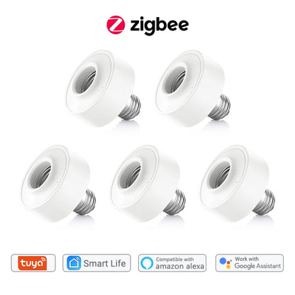LoraTap Tuya Smart ZigBee 3.0 Led Bulb Socket Lamp Adapter Holder E27 Works with Google Home Alexa Echo Remote Control MQTT - Home Smart Direct