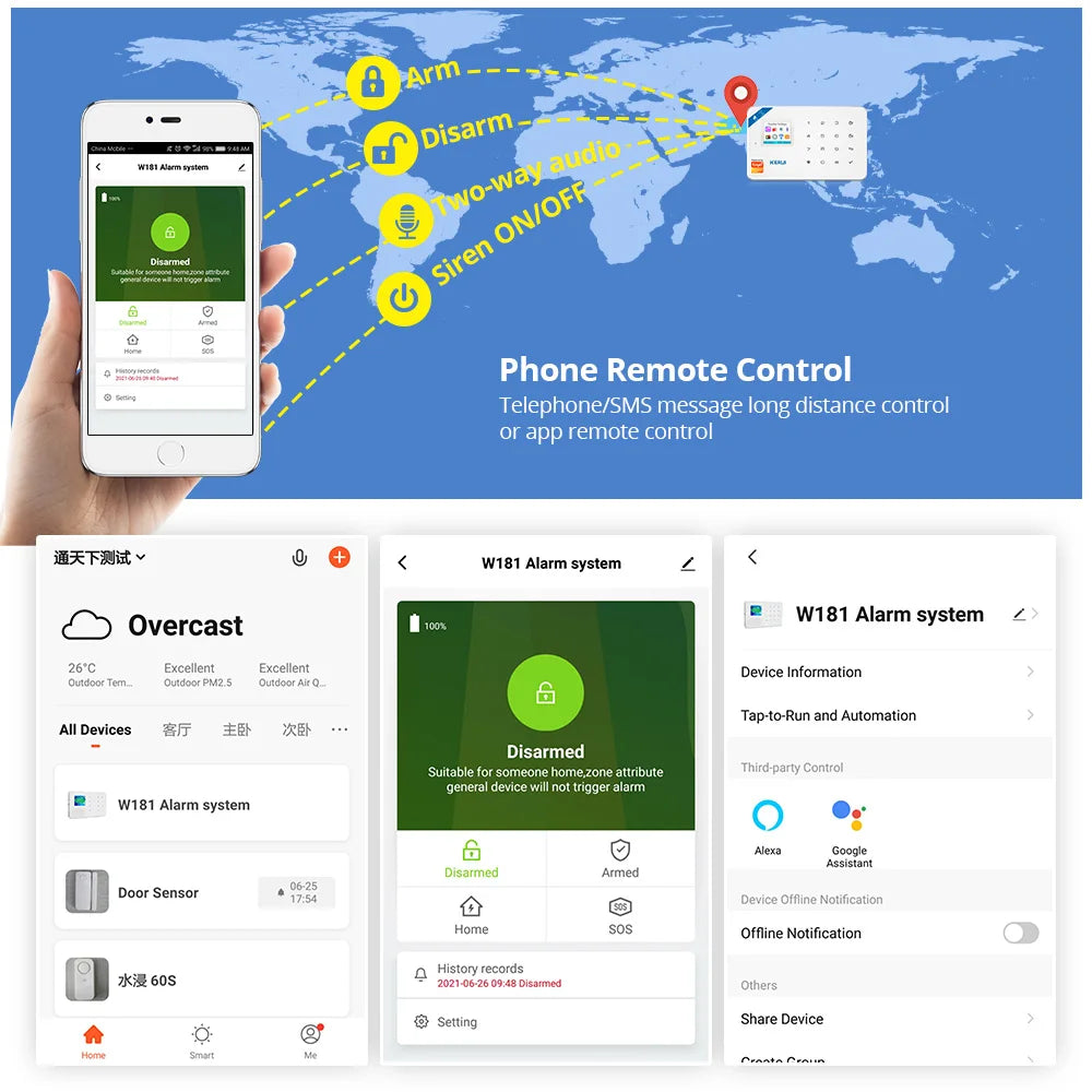 Ship For ES/MX/RU KERUI Alarm System W181 WIFI GSM Alarm Home Kit Tuya Smart APP Motion Sensor Detector Door Sensor Sounder - Home Smart Direct