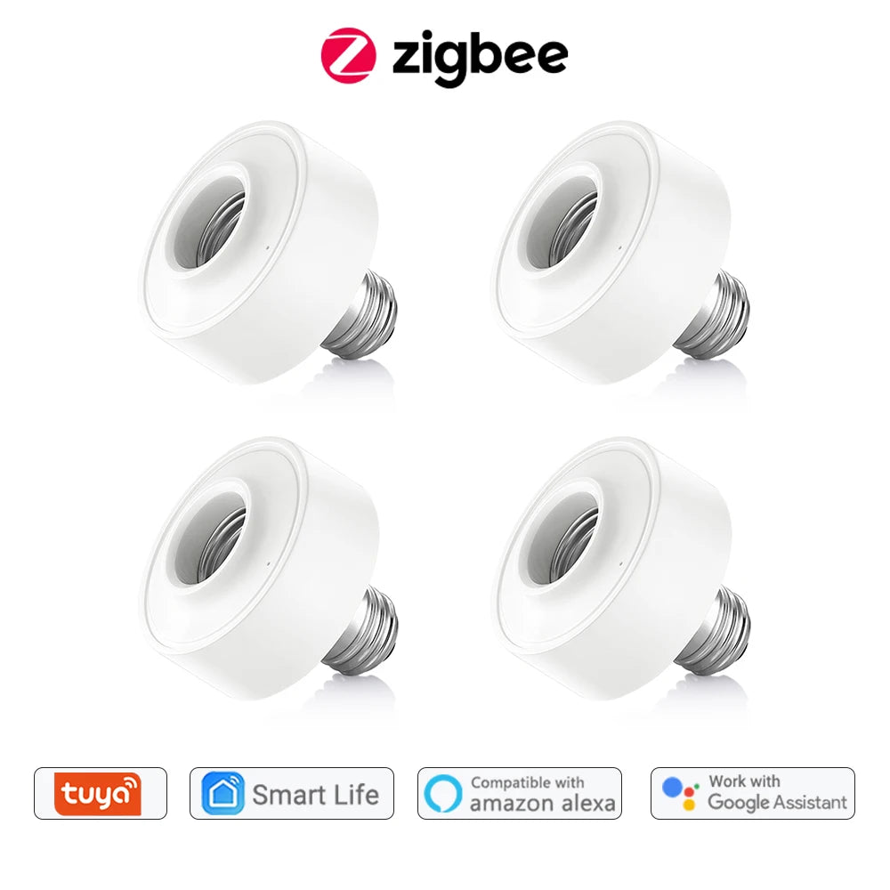 LoraTap Tuya Smart ZigBee 3.0 Led Bulb Socket Lamp Adapter Holder E27 Works with Google Home Alexa Echo Remote Control MQTT - Home Smart Direct