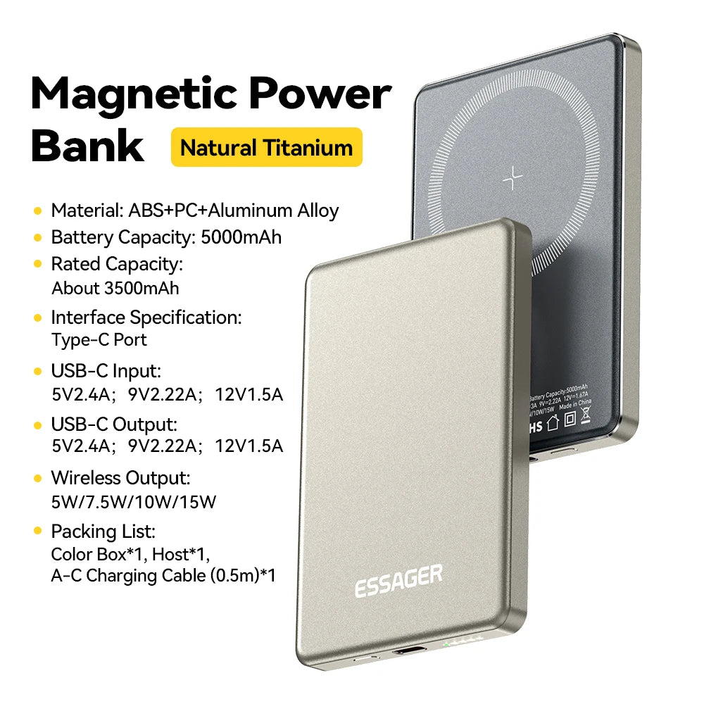 Slim Magnetic Wireless Power Bank Fast Charging Portable Charger - Home Smart Direct