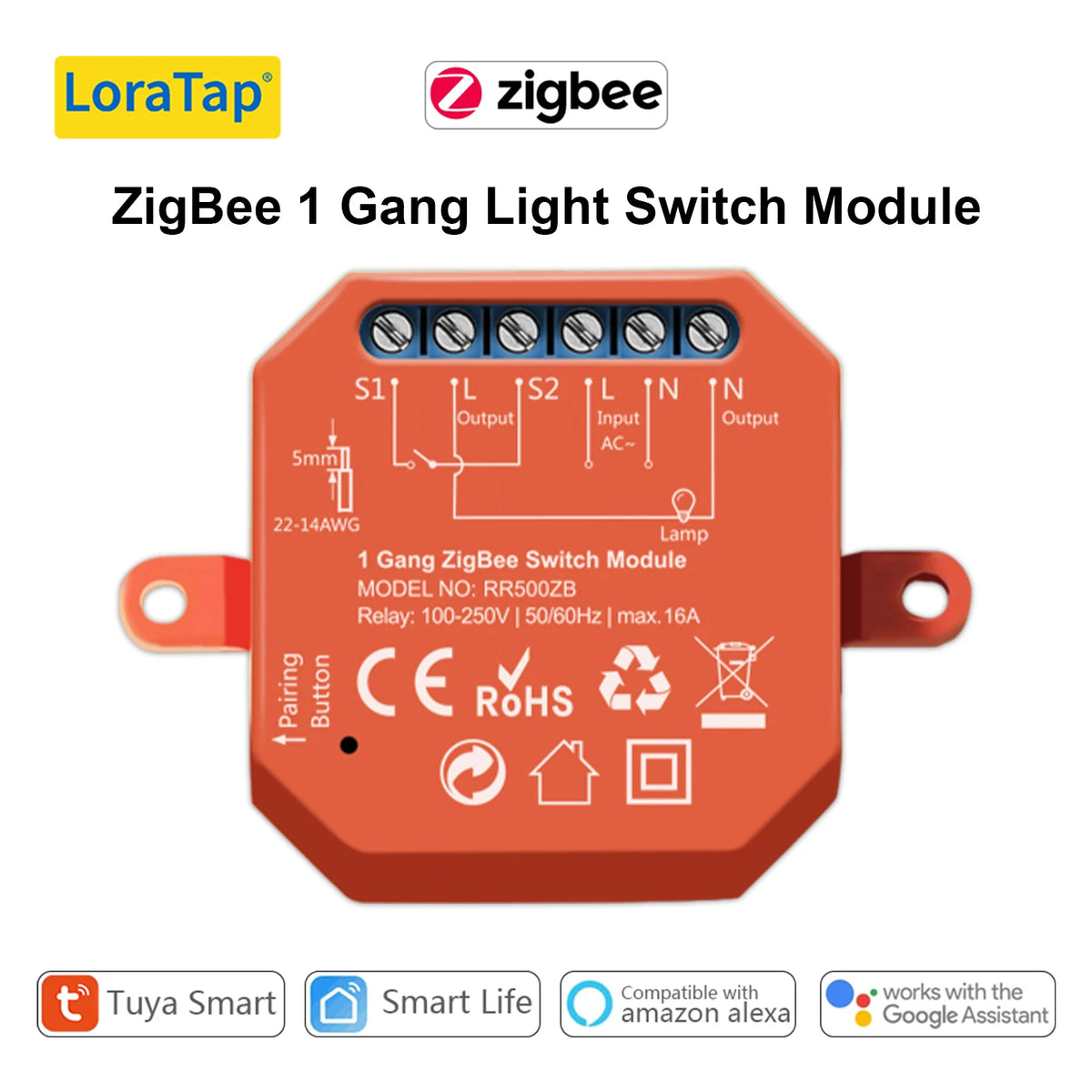 LoraTap Tuya Smart Life ZigBee WiFi Light Switch Module Dimmer Energy Monitor App Remote Control Alexa Google Home Voice Control - Home Smart Direct