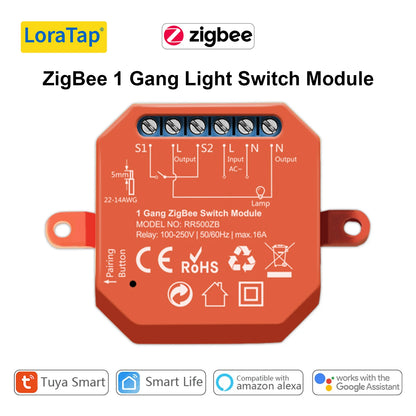 LoraTap Tuya Smart Life ZigBee WiFi Light Switch Module Dimmer Energy Monitor App Remote Control Alexa Google Home Voice Control - Home Smart Direct