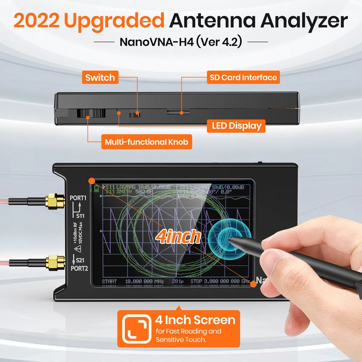 NanoVNA-H4 4 Inch Vector Network Analyzer 10kHz to 1.5GHz with SD Card
