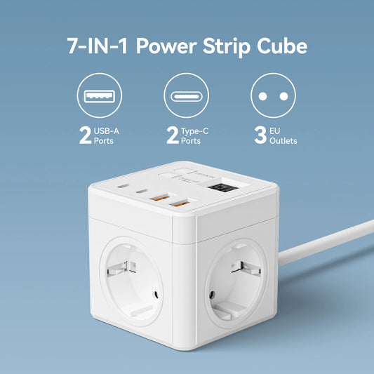 Multi Port EU Power Strip with USB and Type C - Home Smart Direct
