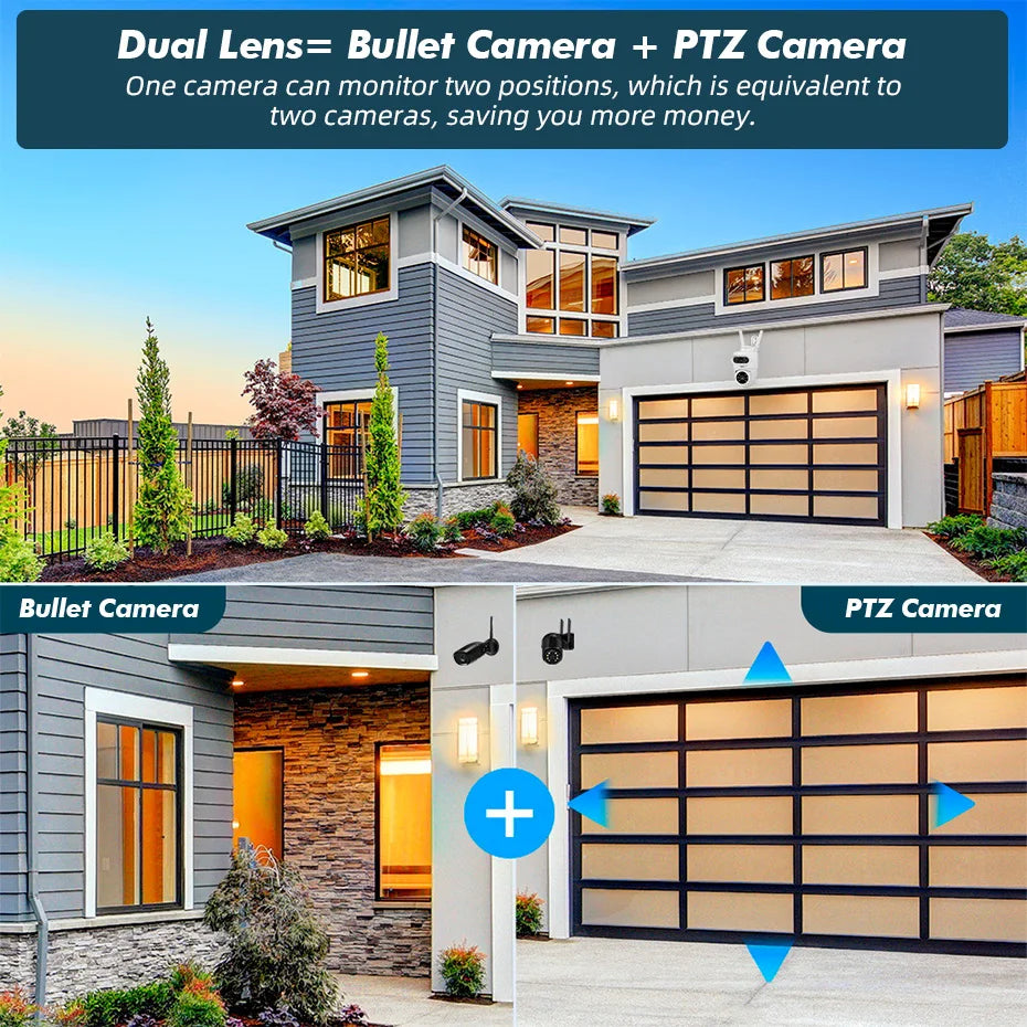 KERUI 10MP 5K PTZ IP Camera for Outside Tuya Smart 5K Dual Lens Outdoor Camera Security Night Vision Waterproof Motion Detection - Home Smart Direct