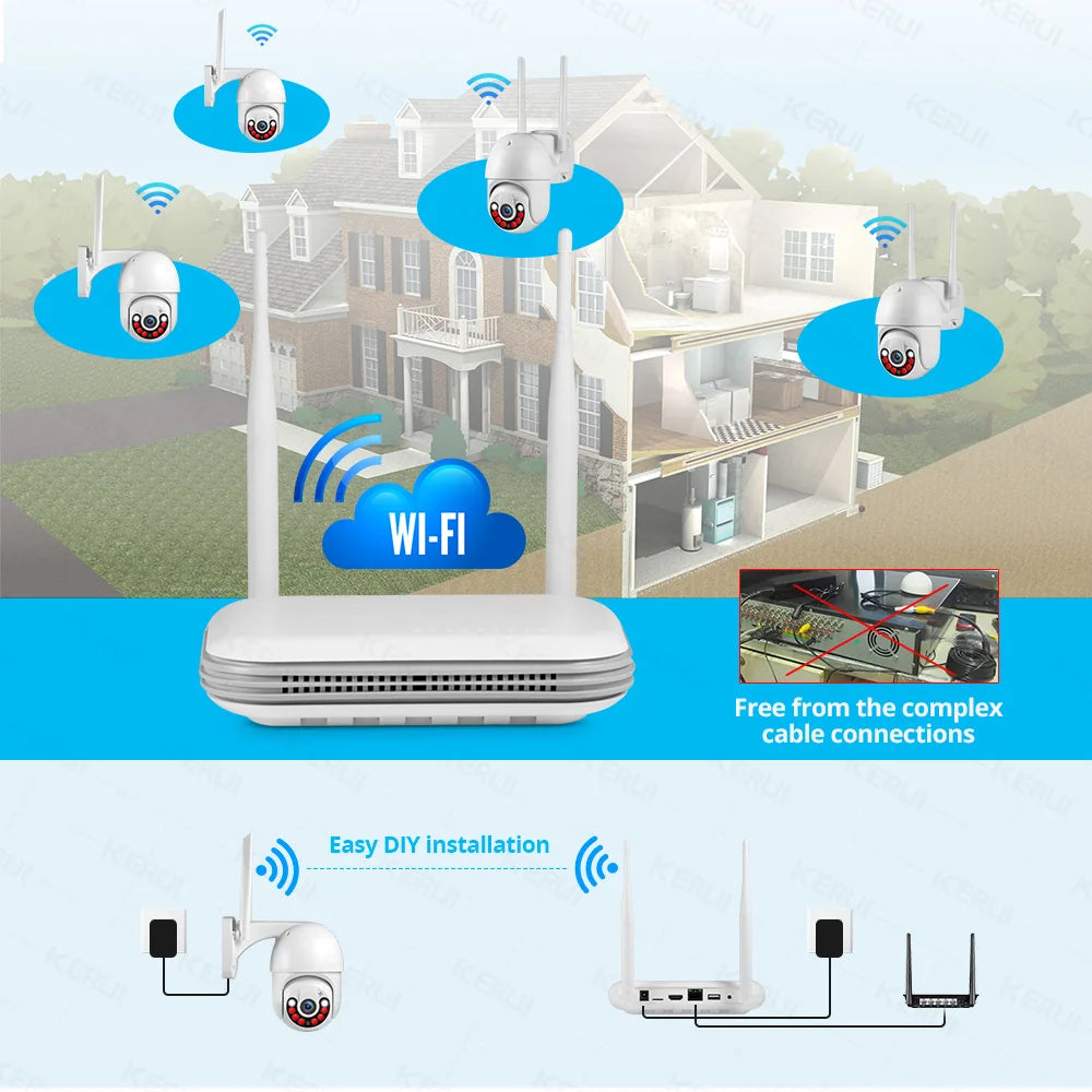KERUI 2K 4MP Outdoor Full HD Security WIFI IP Camera Icsee 2.5inch HDD Match For Wireless MINI 8CH NVR System Host - Home Smart Direct