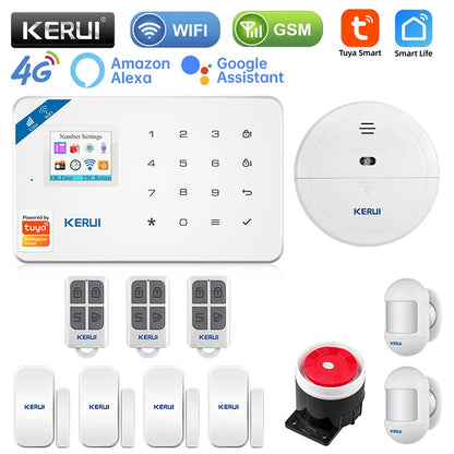 KERUI Smart Home Alarm 4G Window/Door Motion Sensor Siren Security System Kits Tuya Smart APP Control WIFI GSM Anti Theft W184 - Home Smart Direct