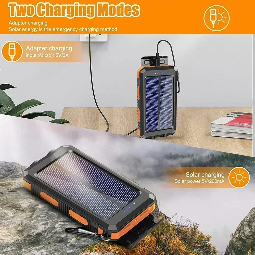 Solar Power Bank Portable Charger with Light for Outdoor Use - Home Smart Direct
