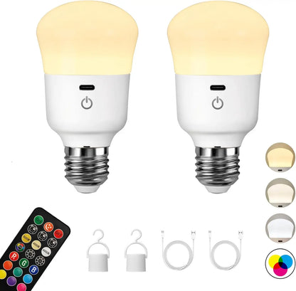 USB Rechargeable LED Bulb with Remote RGB Timer Emergency Backup - Home Smart Direct