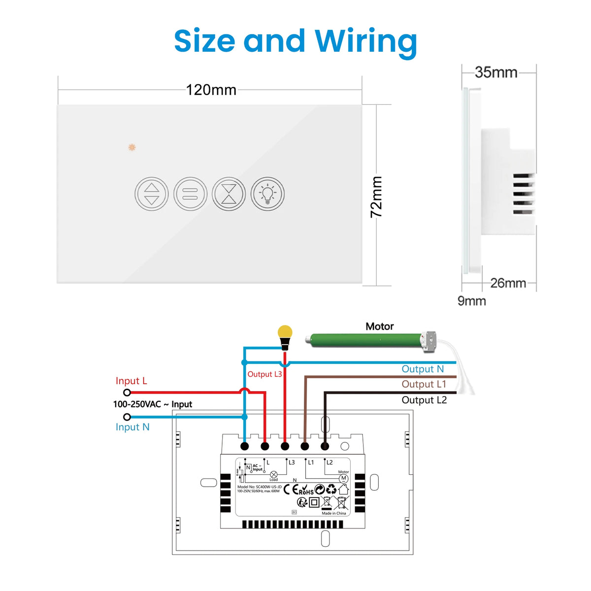 LoraTap ZigBee 3.0 Tuya Smart Life Roller Shutter Curtain Light US Switch for Motorized Blinds Work for Alexa Google Home - Home Smart Direct