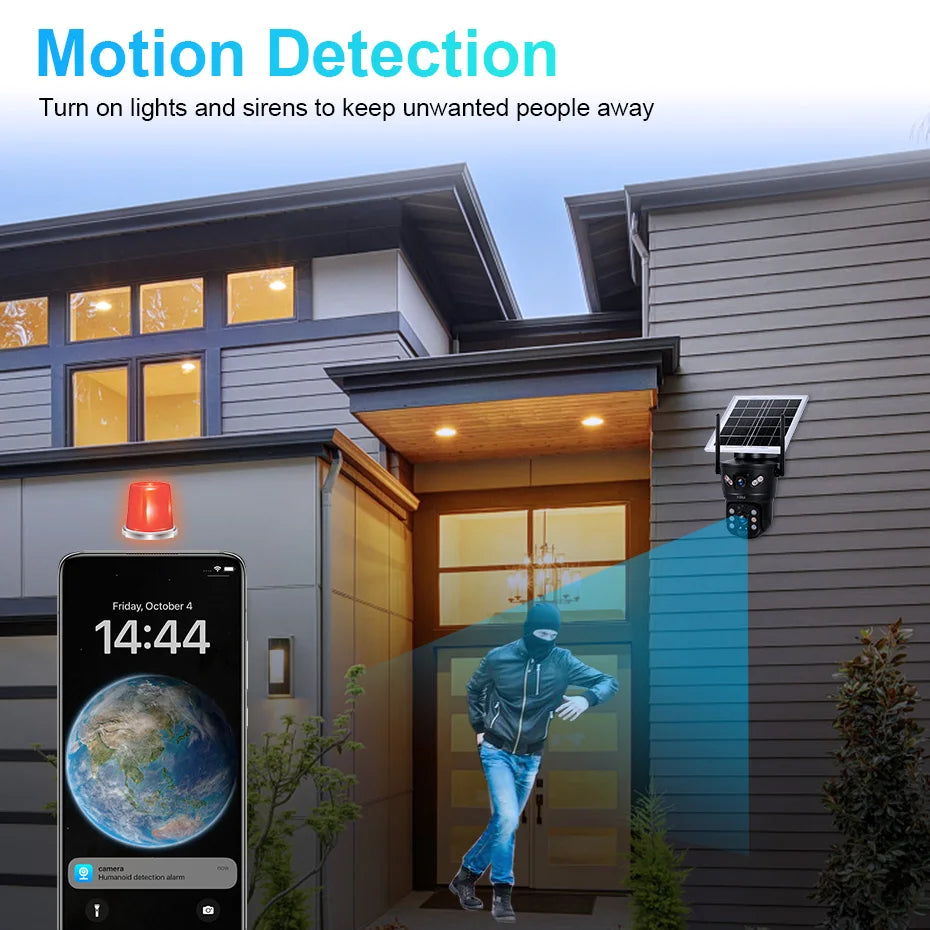 KERUI Outdoor 6MP Solar Camera 4G SIM WIFI Solar Panel Dual Lens Camera Waterproof Home Security CCTV Video Surveillance V380pro - Home Smart Direct