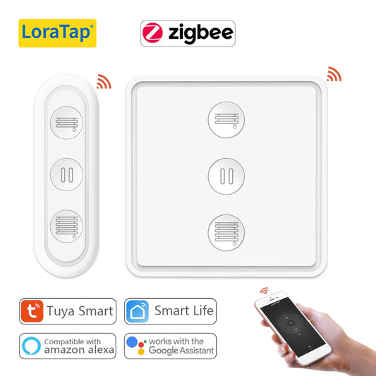 LoraTap Tuya Smart Life ZigBee 3.0 Roller Shutter Blinds Scene Switch Remote Controller Google Alexa Echo Home Assistant - Home Smart Direct