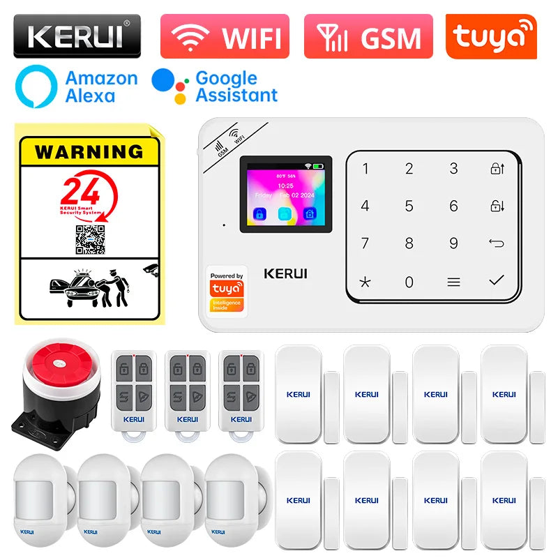 KERUI Home Alarm Kit Wireless WiFi GSM Anti-Theft with Touch Screen Tuya Smart Life App Alarm System for Security Protection - Home Smart Direct