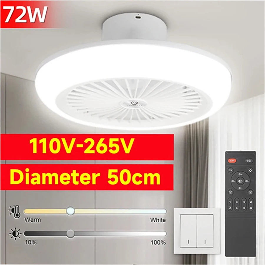 Ceiling Fan with LED Light and Remote Dimmable Three Colors - Home Smart Direct