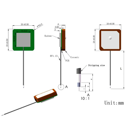 Embedded Active GPS Ceramic Patch Antenna