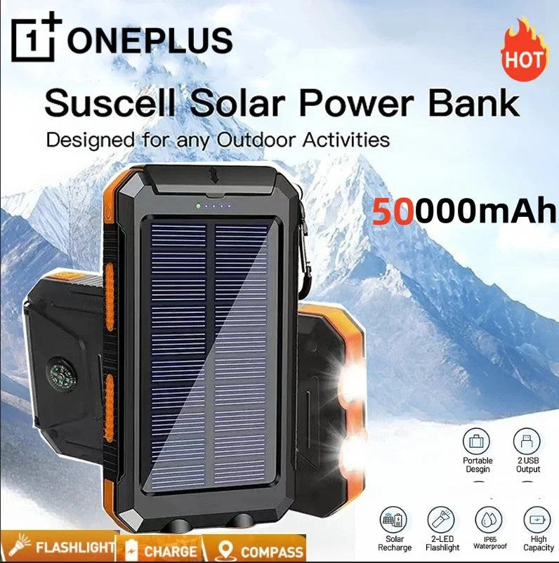 Solar Power Bank Portable Charger with Light for Outdoor Use - Home Smart Direct