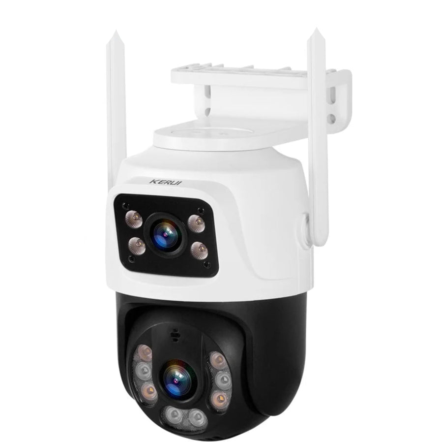 KERUI Outdoor Wireless 6MP Dual Lens WiFi IP Camera Home Security CCTV Video Surveillance Human Detect Dual Screen Icsee - Home Smart Direct