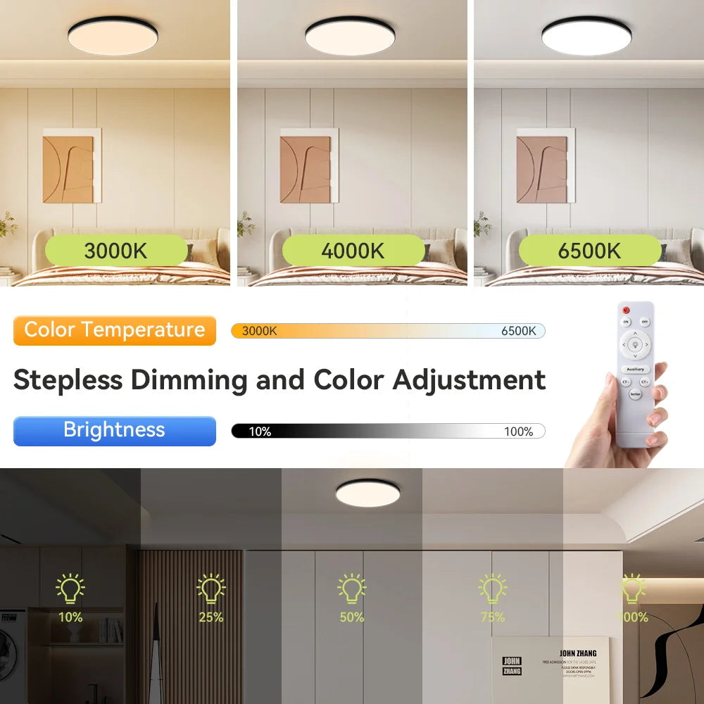 Dimmable LED Flush Mount Ceiling Light with Remote - Home Smart Direct